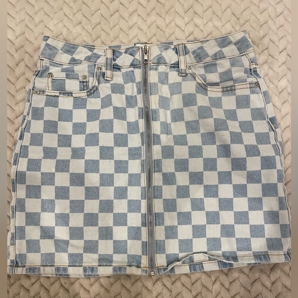 forever 21 womens small checkerboard denim skirt